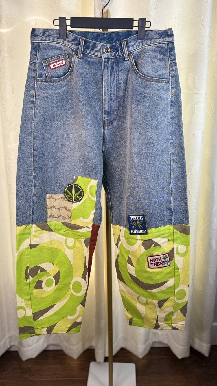 NWOT BDG Urban Outfitters Patchwork Denim Proto Sample Jeans, Waist 33 in